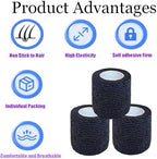 3 Pack 2 Inches Self Adhesive Bandage Wrap Vet Wrap for Pets, Stretch Self Adherent Tape Cohesive Wrap for Athletic, Sports, Wrist and Ankle(Black)