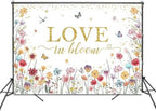 Love in Bloom Backdrop 7x5ft Wildflower Bridal Shower Party Decorations Background Engagement Wedding Shower Banner Photo Booth Props