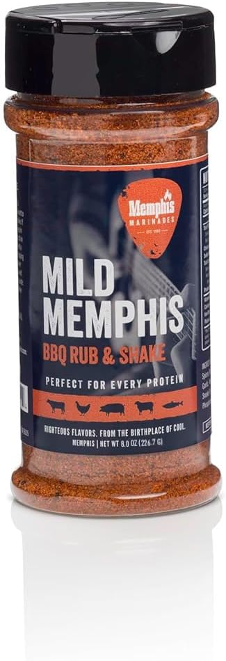 Memphis Marinades, 8oz Mild Memphis BBQ Rub & Shake - BBQ Seasoning & Flavor Enhancer for Chicken, Beef and Pork, Air Fryer Mix