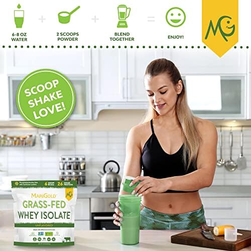 MariGold Grassfed Whey Isolate Protein Powder - Unflavored 2LB - Muscle Building & Recovery - 100% Pure, Cold Processed, Micro Filtered, Non-GMO, rBGH Free, Soy Free, Gluten Free, Lactose Free