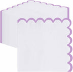 SietDESEO 50 Pieces 3-ply Light Purple Scalloped Napkins Folded 5 x 5 Inches Lavender Disposable Paper Napkin Cocktail Napkins for Dinner Wedding Birthday Party