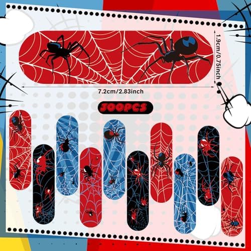 Patelai 10 Styles Kids Bandages Bulk Children's Adhesive Colorful Cute Bandages Waterproof Breathable Stickers Flexible Cartoon Protection Care Cuts for Girls Boys(Spider)
