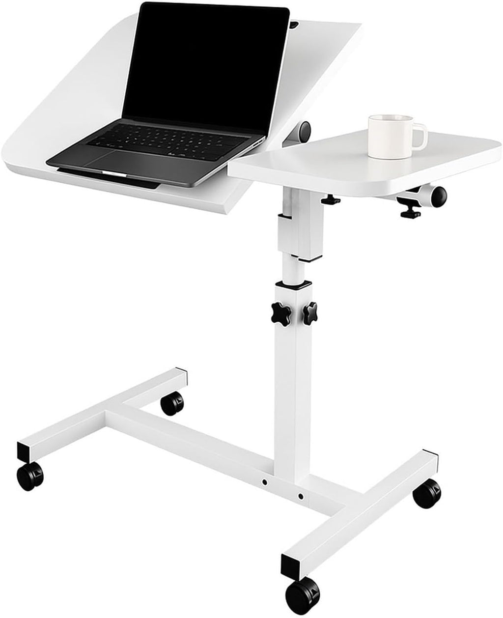 Height and Angle Adjustable Overbed Tables Laptop Stand with Wheels for Couch Hospital Over Bed Table Side Tray Tables Laptop Bed Sofa Side Table