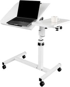 Height and Angle Adjustable Overbed Tables Laptop Stand with Wheels for Couch Hospital Over Bed Table Side Tray Tables Laptop Bed Sofa Side Table