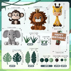 19pcs Safari Animal Cake Topper - Jungle Wild Cake Toppers with Leaves Balls Cake Decorations for Safari Animals Themed Birthday Party Decorations (Safari Animal Style)