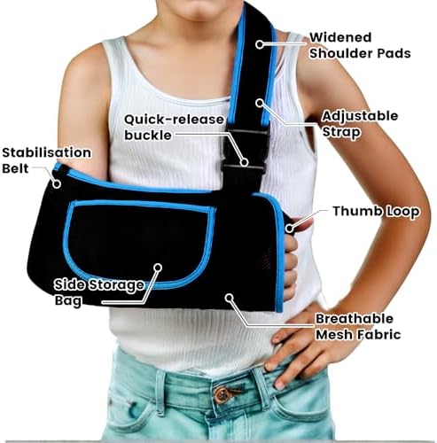 mosago kids arm sling, Lightweight & Breathable Medical Sling with Adjustable Shoulder Strap, Shoulder Mesh Immobilizer Slings for Elbow Injury/Torn Rotator Cuff/Wrist Injury/Surgery, Right or Left