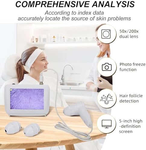 7-Inch HD Hair & Skin Analyzer - 50x & 200x Magnification Scalp & Facial Detector, Professional Optical Magnifier for Hair Follicle & Skin Health Evaluation