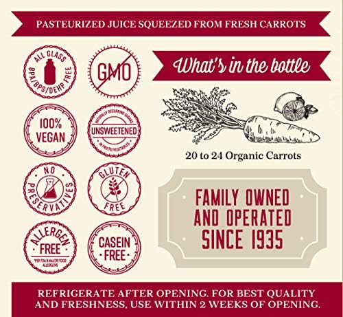Lakewood Organic PURE Carrot Juice, 32 Fl Oz (Pack of 6)