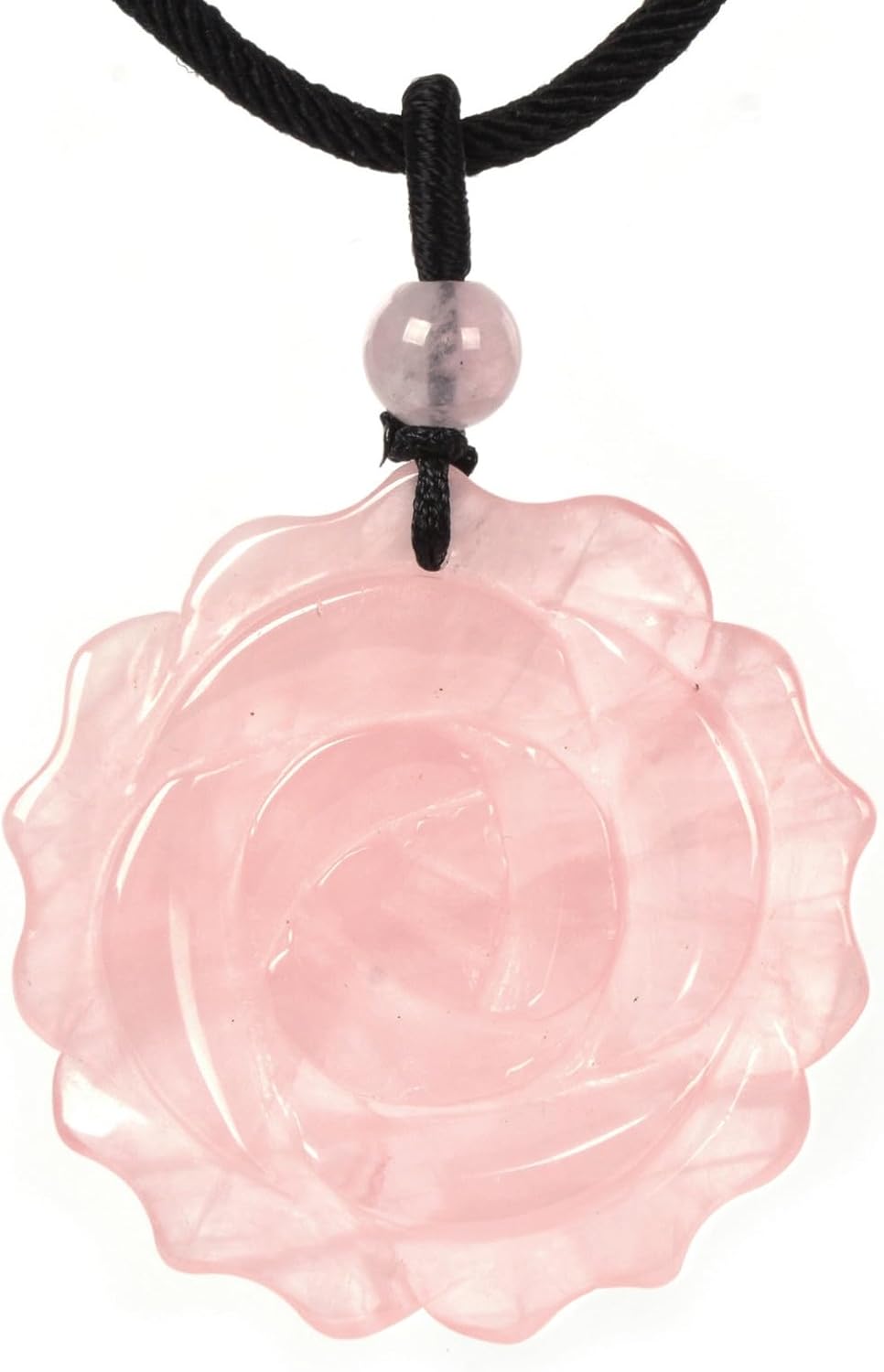 Justinstones Natural Gemstone Carved Rose Flower 35mm Pendant Necklace Crystal Healing Reiki Chakra Jewelry Necklace 22 inch