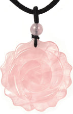 Justinstones Natural Gemstone Carved Rose Flower 35mm Pendant Necklace Crystal Healing Reiki Chakra Jewelry Necklace 22 inch