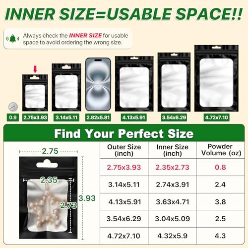 ANZNKU 100 Pack Black Resealable Mylar Bags with Frosted Clear Window, Smell Proof Sealable Packaging Bags for Small Business, Foil Pouch Zip Bag for Food Candy Treat Heat Seal Storage(2.75×3.93 in)
