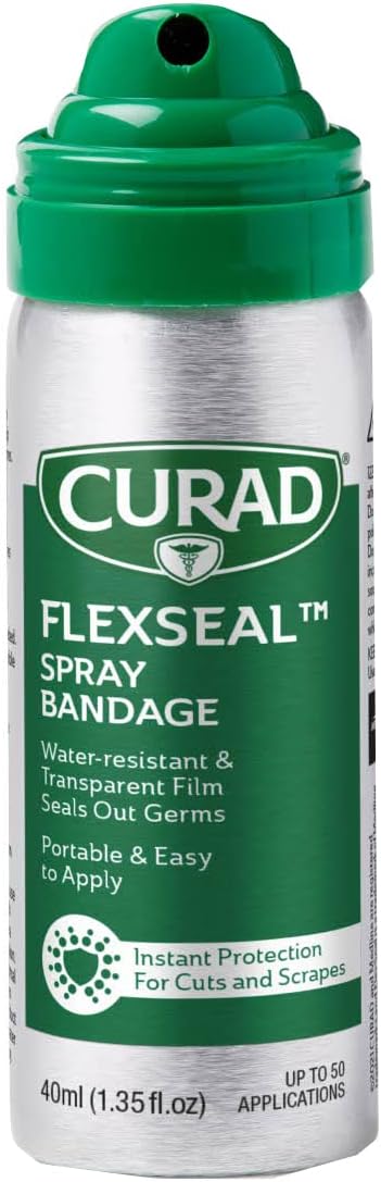 CURAD Flex Seal Spray Bandage, Water Resistant, Transparent, Ideal for Cuts and Scrapes, Quick Wound Care Solution, 40 mL, 1EA