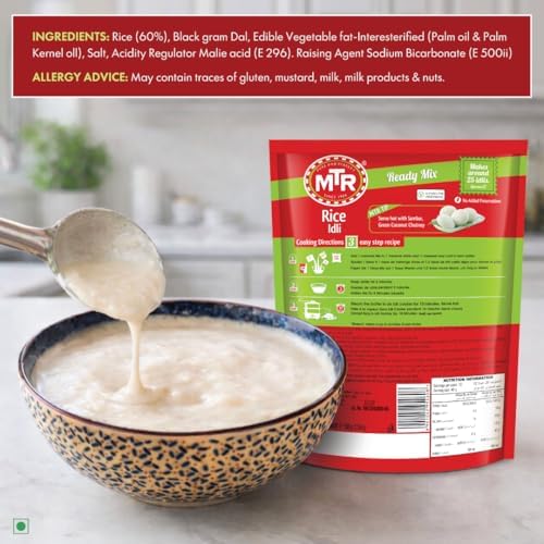 MTR Instant Rice Idli Mix - Ready to Cook Authentic Indian Breakfast, Lunch, Dinner or Snack Meal - No Added Preservatives - A Quick & Easy Recipe Suitable for Vegetarians - (500g, Pack of 3)