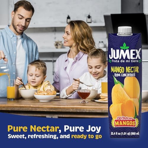 Jumex Mango Nectar - Mango Juice Nectar Made with Fresh Fruit Puree - Tropical Fruit Juice Concentrate for Smoothie Mix, Cocktail Mixers, Kids Drinks & Mexican Beverages - 32.4oz, 1 Pack Carton