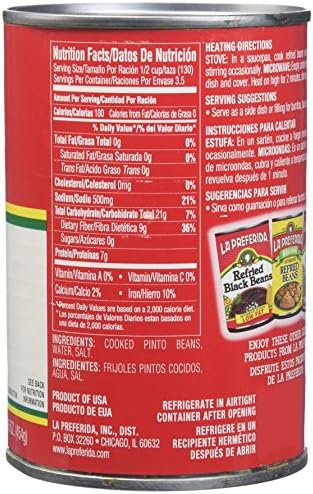 La Preferida Refried Beans Fat Free, 16-Ounce (Pack of 12)