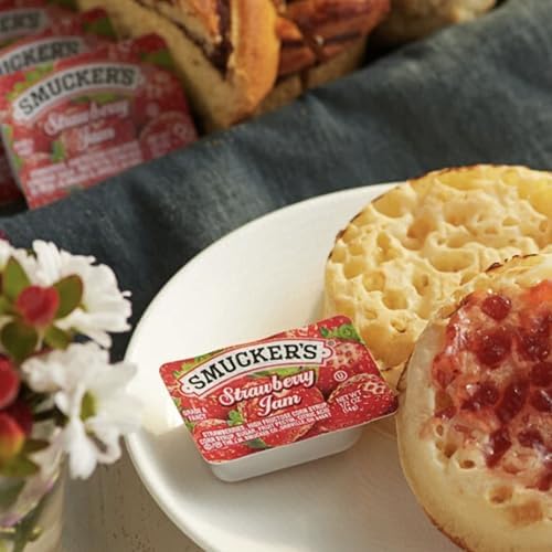 Strawberry Jam 50 Count – 0.5 oz Single-Serve Cups for Lunchbox, Breakfast, Travel, Portion Control, Shelf-Stable Jam Packets, Kids Snack, Back to School, Restaurant, Camping