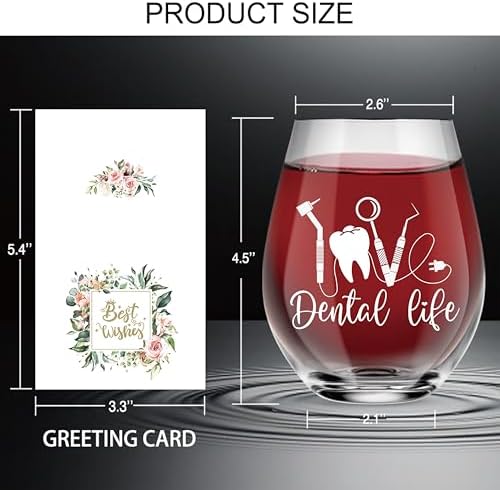 AGMDESIGN Dental Life Funny Wine Glass with Gift Box, Graduation Gifts for Dental Students, Birthday Christmas Appreciation Gifts for Dentist Assistant Nurse Hygienist Medical Graduate