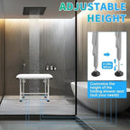 Kojem 26" x14.5” Folding Shower Seat Wall Mount W/304 Stainless Legs, Adjustable Height Fold Down Bench for Bathroom, Wall Mounted Shower Stool Chair for Elderly Seniors Pregnant Disabled 600LBS