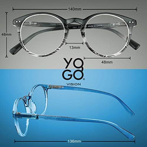 Yogo Vision Reading Glasses for Women Men Blue Light Blocking Reading Glasses Round Readers