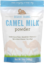Desert Farms Organic Whole Camel Milk Powder Certified PALEO and KETO Allergen Free Non-GMO Easy to Mix Powder Milk - Excellent Replacement For Goat and Soy Milk - Packaged In The USA (400 Grams)