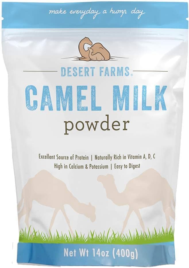 Desert Farms Organic Whole Camel Milk Powder Certified PALEO and KETO Allergen Free Non-GMO Easy to Mix Powder Milk - Excellent Replacement For Goat and Soy Milk - Packaged In The USA (400 Grams)