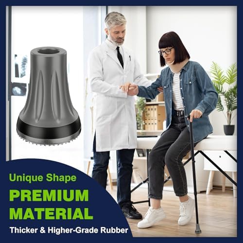 supregear Crutch Tips, 7/8 inch Heavy Duty Rubber Replacement for Crutches, Anti-slip Thickened Feet Cap Walking Cane Tips, Safety Durable Accessories for Seniors Elderly (Set of 2)