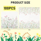 100 Wildflower Luncheon Napkins Floral Paper Hand Towels 6.5 x 6.5 Inch Vintage Botanical Green Leaves Herbs Party Napkins for Spring Summer Birthday Garden Tea Party Supplies
