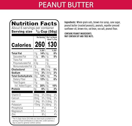 Bear Naked Granola Cereal, Breakfast Snacks, Peanut Butter (6 Bags)