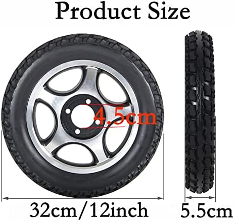 12 1/2x2 1/4, 12 Inch Wheelchair Replacement Rear Wheels, Power Wheelchair Wheel Accessories, PU Solid Tires, Metal Hubs