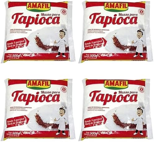 Amafil Tapioca Flour 500g (17.6oz) Massa Para Tapioca ( 4 Pack)