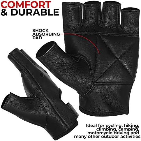 MARIB Leather Half Finger Cycling Wheelchair Gym Bus Driving Weight Lifting Glove