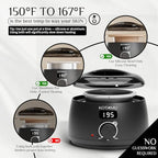 KOTAMU Waxing Kit Black Digital Wax Kit for Women Men Sensitive Skin Hard Waxing Pot for Eyebrow Face Leg Underarm Coarse Soft Hair Removal Professional Wax Warmer with 25 Accessories for Home Salon