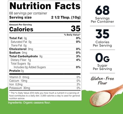 Nutricost Pantry Organic Cassava Flour (1.5 Pound Bottle) Gluten Free, Non-GMO, Vegan Pure Powder For Baking, Cooking, Etc.