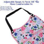 Adult Bibs for Women, Flower Pattern Adult Bibs for Seniors with Top Pocket Crumb Catcher, Waterproof Reusable Bib for Eating, Clothing Protector(Pink)