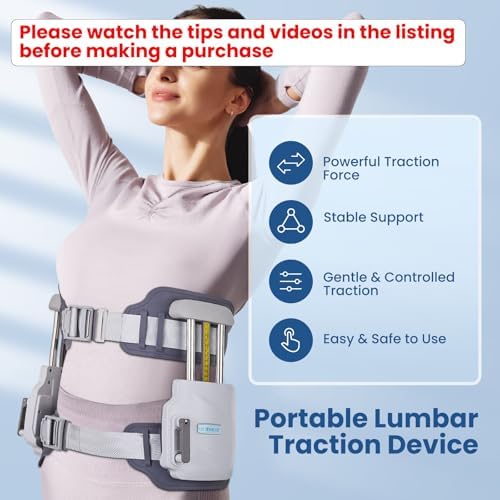 Manual Lumbar Traction Device for Lower Back Pain Relief, Wearable Spinal Decompression System for Herniated Disc, Sciatica & Home Therapy