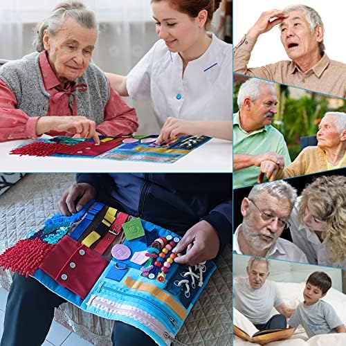 Fidget Blanket for Elderly with Dementia & Alzheimer's, Sensory Activities Mat Anxiety Relief Toys, Portable Lap Pad for Memory Loss, Autism ADHD Calming Gifts, 18-in-1 Busy Board, Mother's Day Gift
