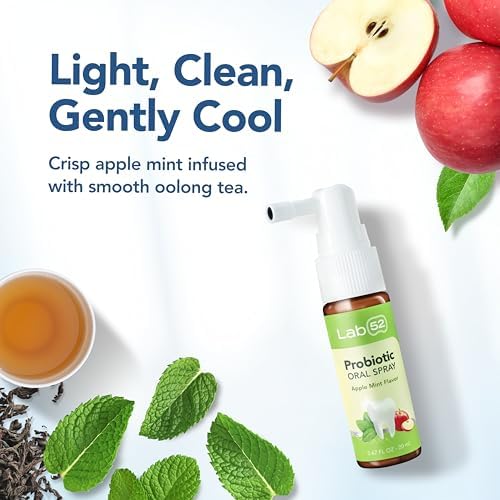 LAB52 Breath Freshener Spray, L8020 Probiotic Oral Mist for Gum Health and Fresh Breath, Supports Oral Microbiome Balance, Sugar-Free, Alcohol-Free, Xylitol Apple Mint Flavor