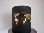 World Map Cake Topper Charm - Golden Acrylic Travel Theme Cake - World Map Cake Decor for Travel Theme, Gap year, Honeymoon - Continents Cake Decoration