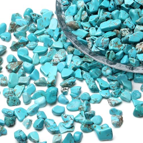 LAIDANLA Turquoise 1lb Crystal Polished Tumbled Stones Irregular Shaped Crystal Chips Bulk Natural Gemstone Aquarium Gravel Rocks Vase Filler Fish Tank Gravel Home Decoration