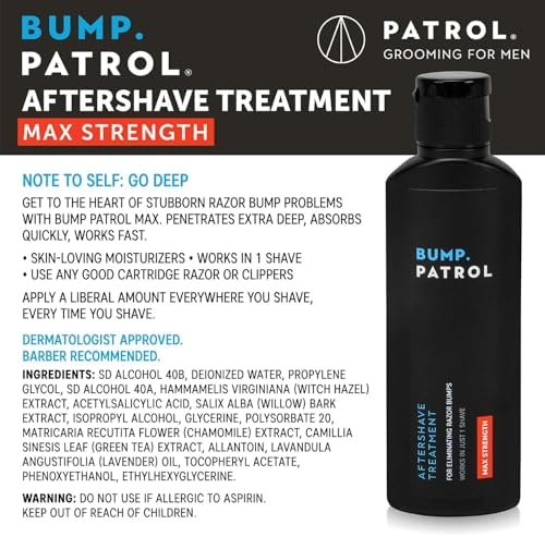 Bump Patrol Maximum Strength Aftershave Treatment Serum – Razor Bump Stopper and Ingrown Hair Treatment for Men and Women, Fast Acting Formula - 2 oz (Pack of 4)