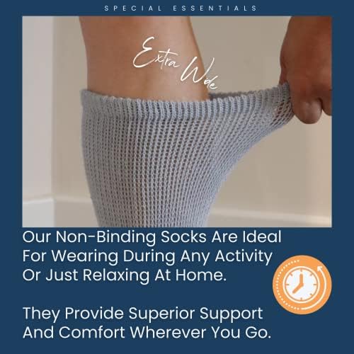 Special Essentials 6 Pairs Non-Binding Diabetic & Circulator Crew Socks For Men & Women - Soft Moisture-Wicking Cotton