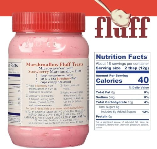 Fluff Marshmallow Spread, Delicious Strawberry Flavor, 7.5oz (Pack of 1)