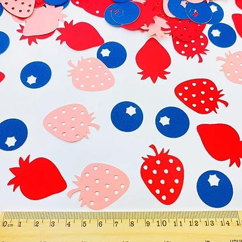 100PCS Strawberry Confetti Red and Pink Strawberry Table Confetti for Birthday Baby Shower Strawberry Theme Party Decoration Supplies