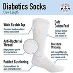 Yacht & Smith 6 Pairs of Loose Fit Non-Binding Soft Cotton Diabetic Crew And Ankle Socks, Bulk Value Pairs