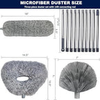 20+ Ft High Reach Ceiling Fan Duster & Cobweb & Corner Brush Duster with 3-14 ft Spliceable Pole Microfiber Feather Duster for Spider Web, High Ceiling, Blinds, Furniture Cleaning Tool Kit