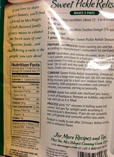 Mrs Wages Sweet Pickle Relish Mix 3.9 oz (Pk of 6)