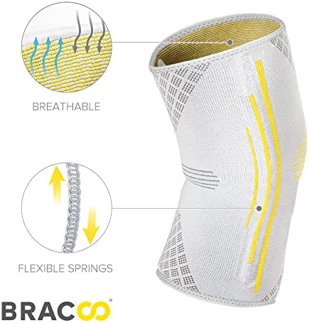 Bracoo 2 Pack Knee Compression Sleeves for Men and Women – Knee Support Brace for Running, Workout, Pain Relief, Meniscus Tear, Arthritis, Joint Recovery, Sports Injury, KE92