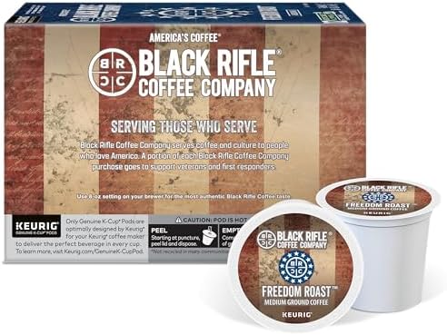 Black Rifle Coffee Company Freedom Blend, 12 Count, Medium Roast K Cups - Single Serve K Cups Coffee Pods - Kcup Pods Compatible with Keurig 1.0 & 2.0 - Made from Arabica Beans