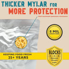 2 Quart Mylar Bags, 16 Mil Total Thickness, Stand-Up Vacuum Seal Bag for Long-Term Food Storage, Dehydrated Meals [50-Pack | 8" x 12" x 4"]