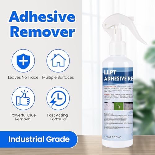LLPT Adhesive Remover Industrial Grade 8.8 fl oz with Plastic Scrapper Surface Safe Removes Labels Stickers Decals Adhesive Tape Residue Tar Grease Chewing Gum (49503A-2)